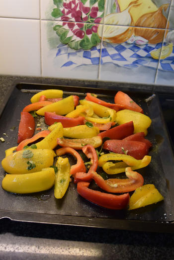 Gegrilde groenten: hier paprika en tomaten 2
