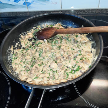 Everzwijnsteak met champignonroomsaus en frietjes 4