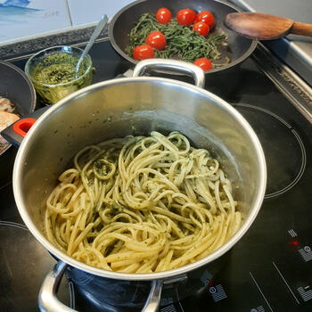 Pasta met vis, pesto en zeekraal 5